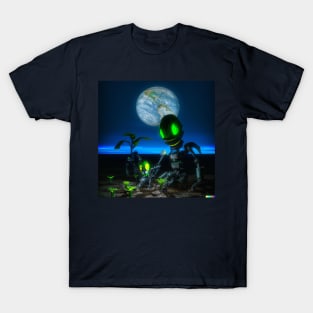 Cyberpunk robot in space T-Shirt